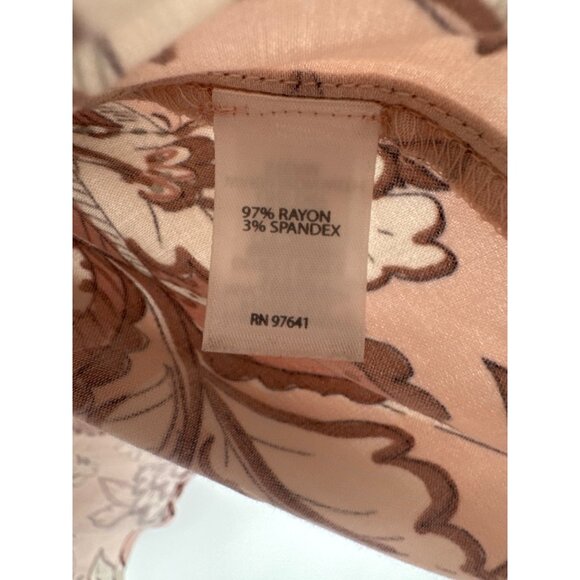J. Jill Womens Floral Print Boho Tunic Top size 2X plus Pink  Brown Rayon - Picture 5 of 8